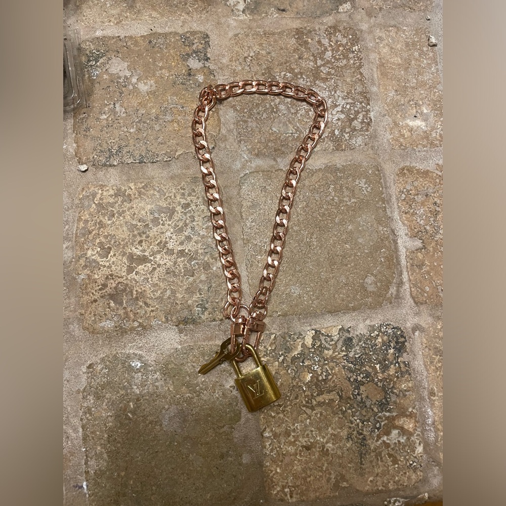 COPY - Lv lock and chain necklace and key.